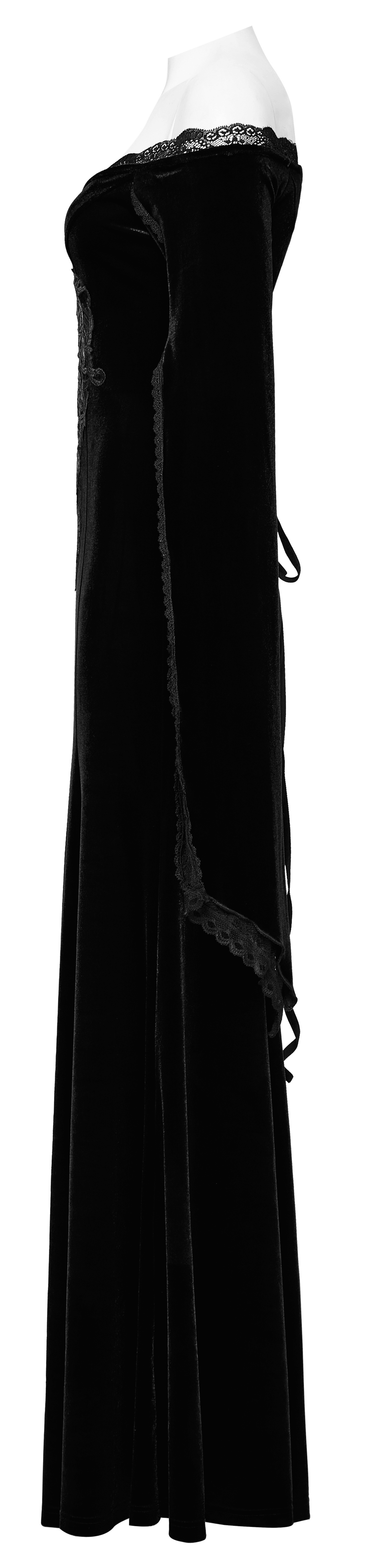Velvet Lace Goth Dress with Decal and Split Sleeves
