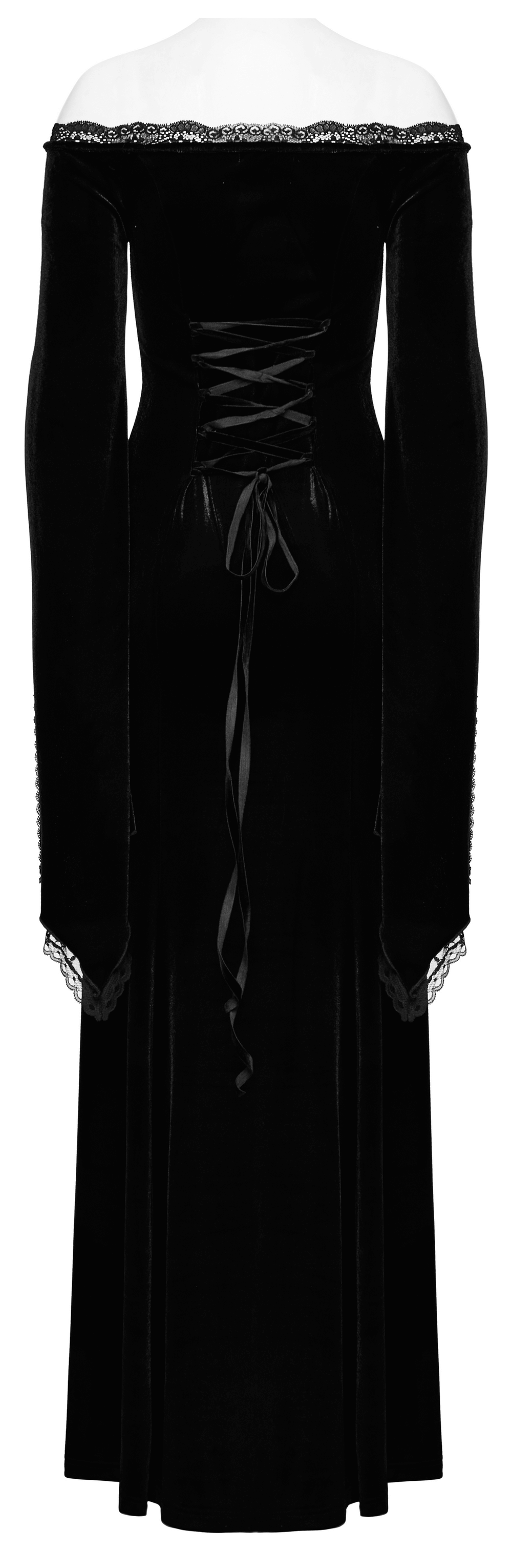 Velvet Lace Goth Dress with Decal and Split Sleeves