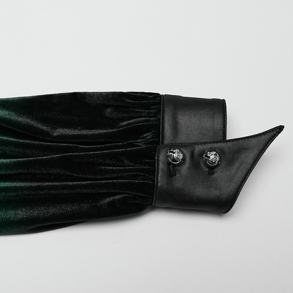 Velvet Lace-Up Shirt with Bat Collar and Gradient Design