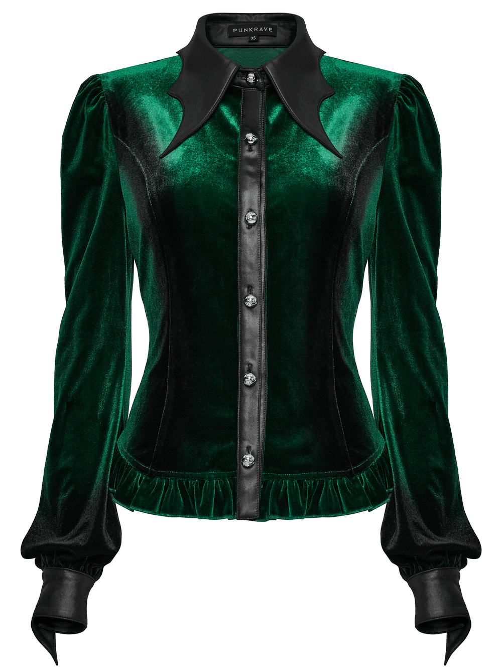 Velvet Lace-Up Shirt with Bat Collar and Gradient Design