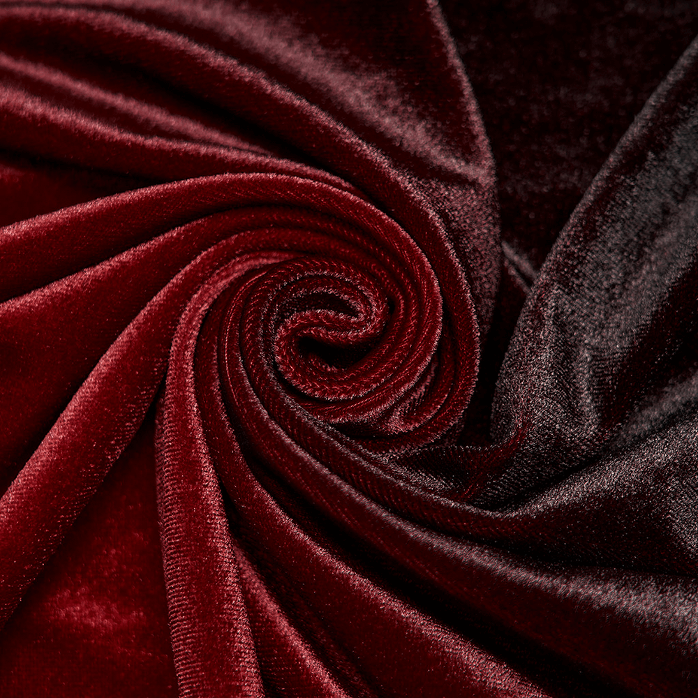 Velvet Off-Shoulder Red Gradient Medieval Dress