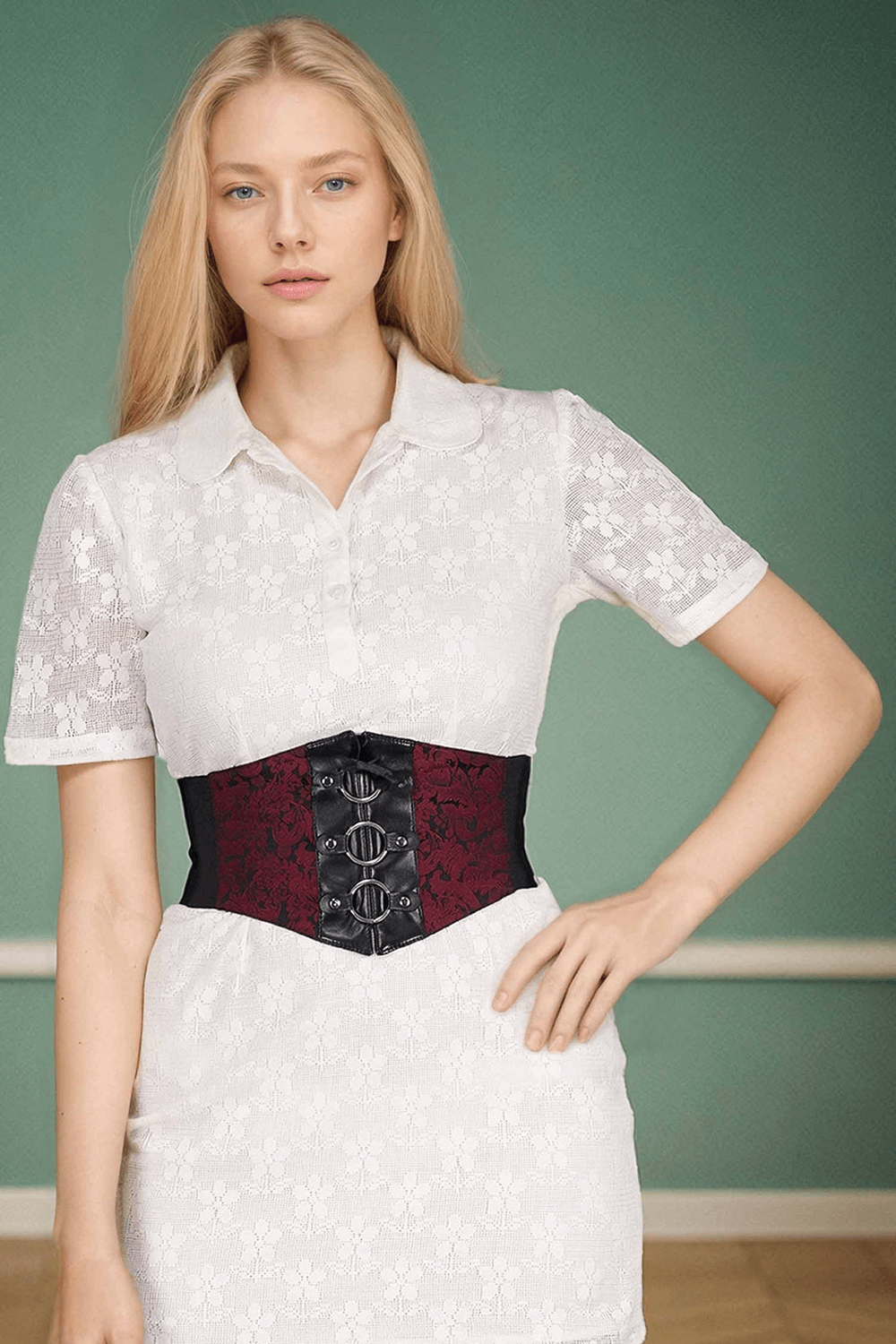 US SALE of Versatile Waist-Cinching Corset Belt in Faux Leather
