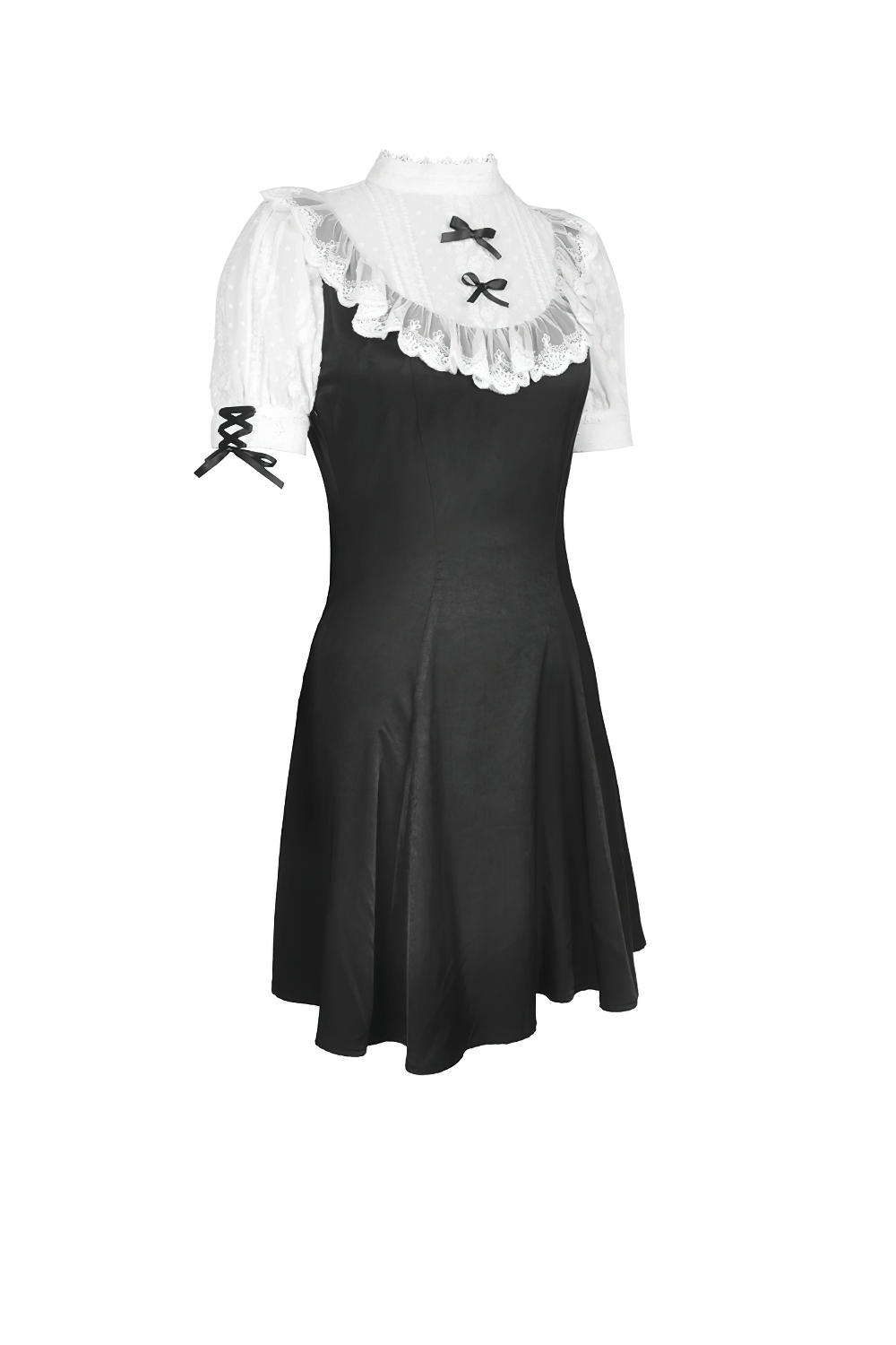 Victorian Black White Midi Dress - Gothic Lolita Style