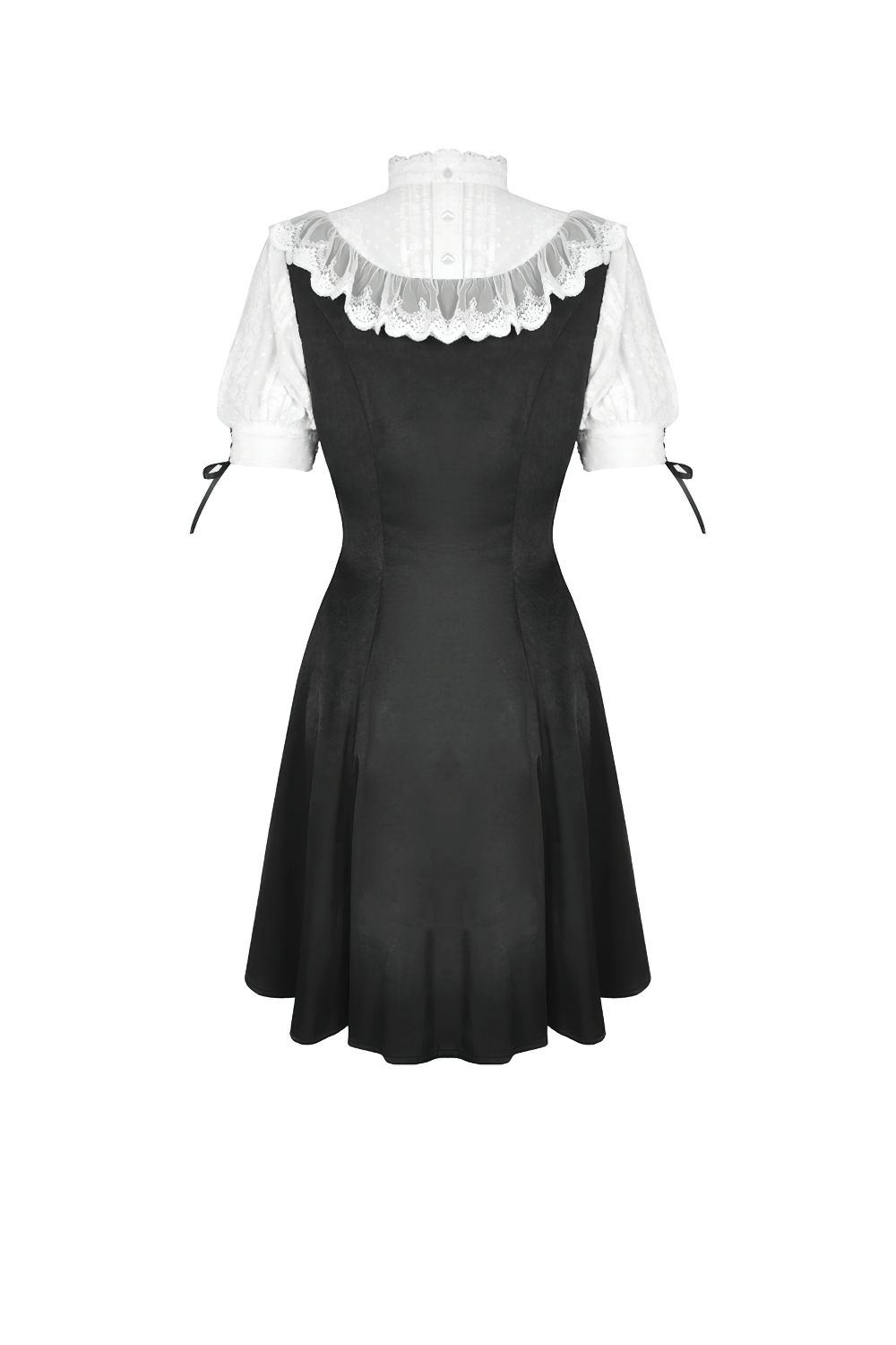 Victorian Black White Midi Dress - Gothic Lolita Style