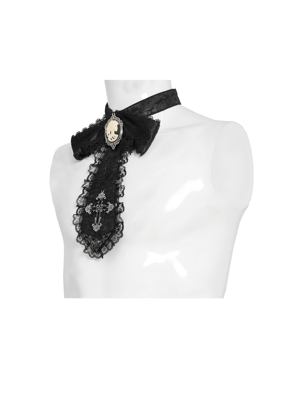 Victorian Bow Collar Neckpiece with Baroque Lace Drop Tie