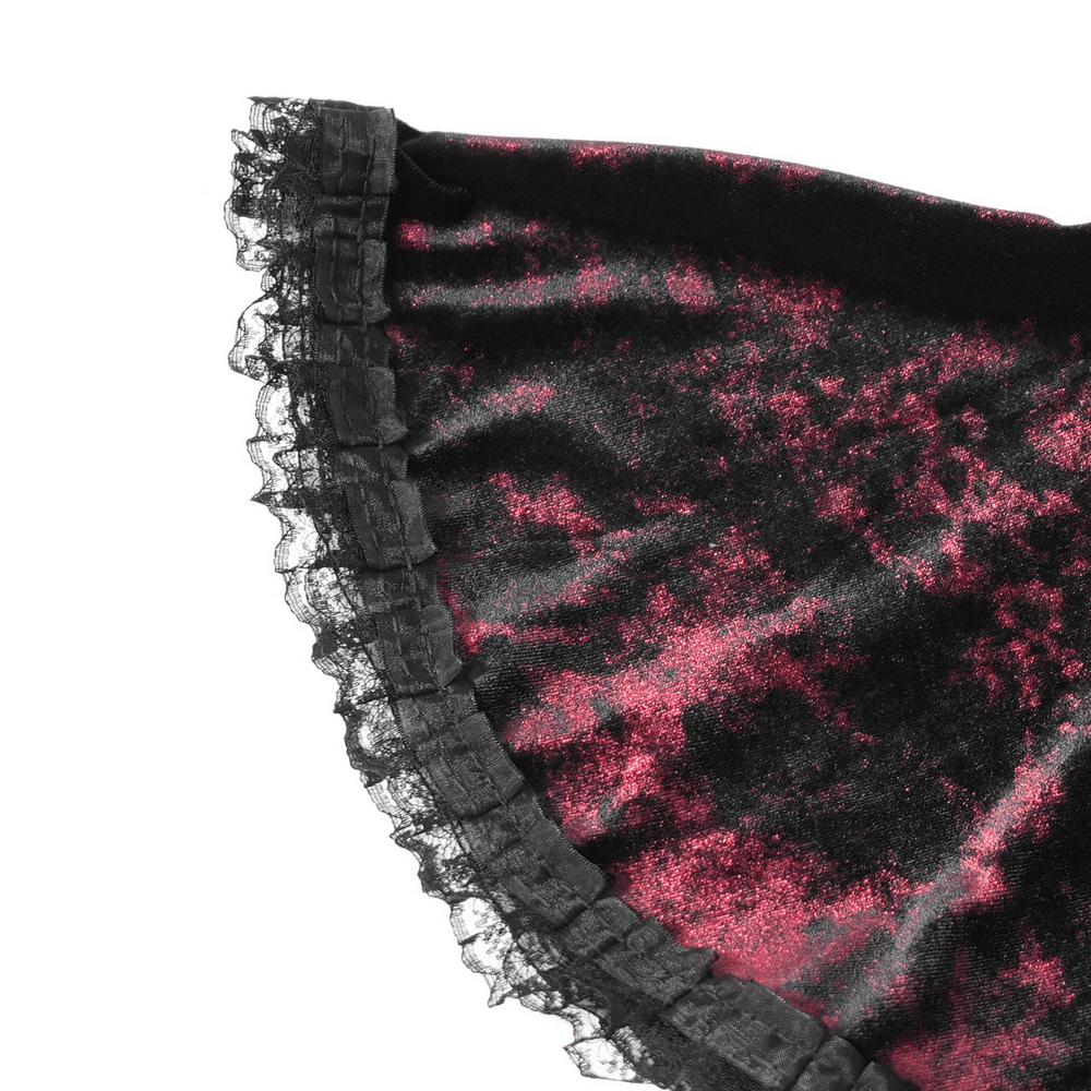 Victorian Burgundy Velvet Lace-Up Bell Sleeve Top