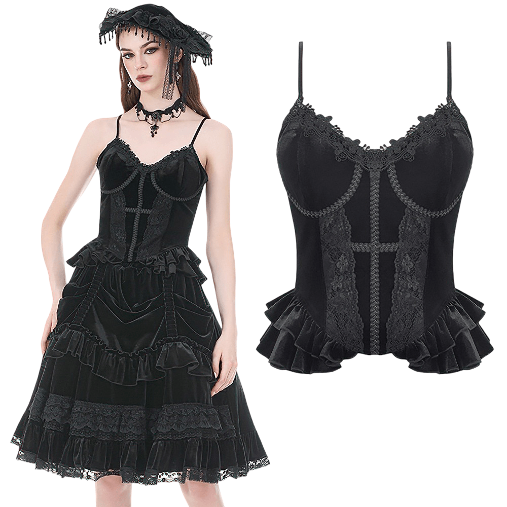 Victorian Dark Romance Spaghetti Strap Corset Top for Women