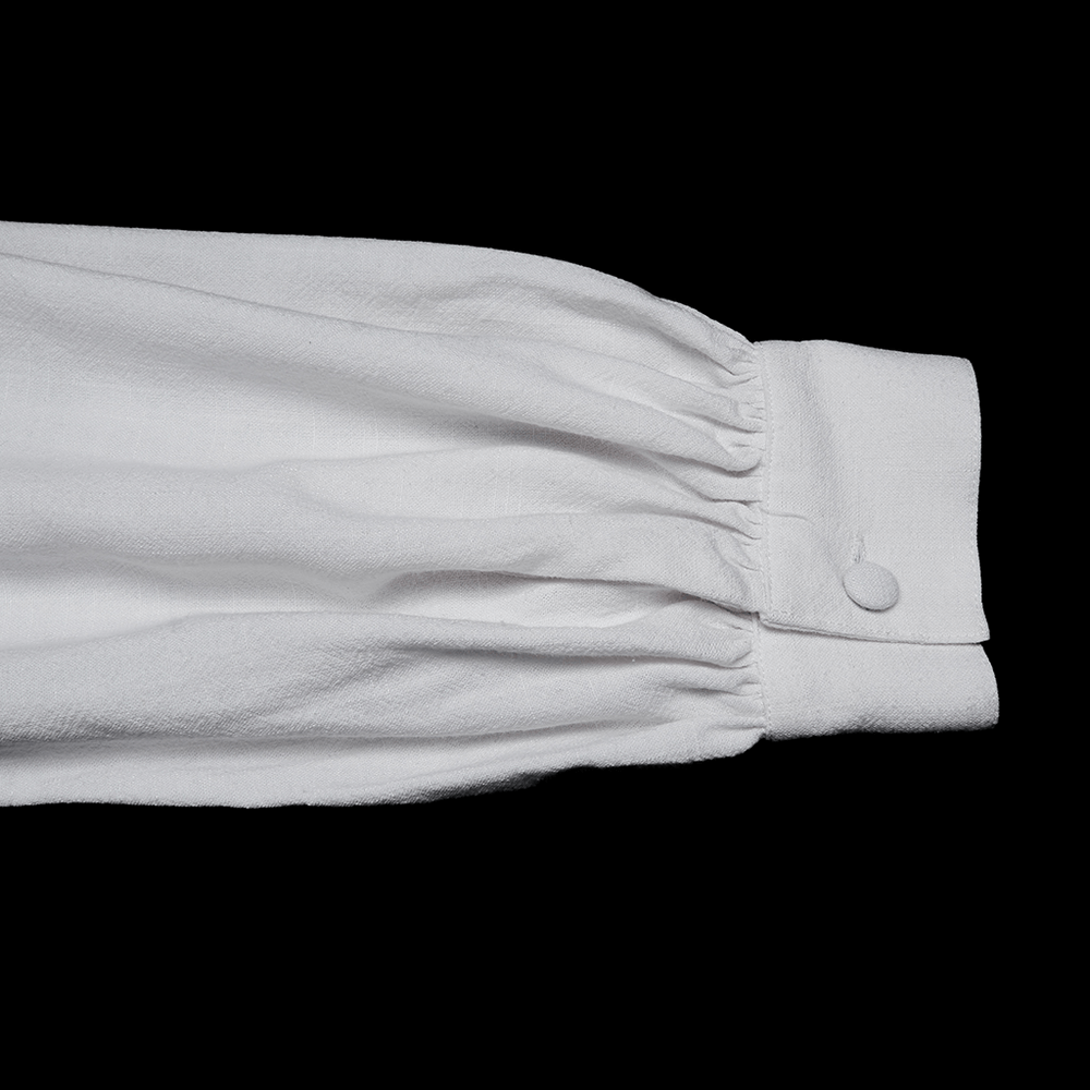 Victorian Embroidered White Shirt with Puff Sleeves