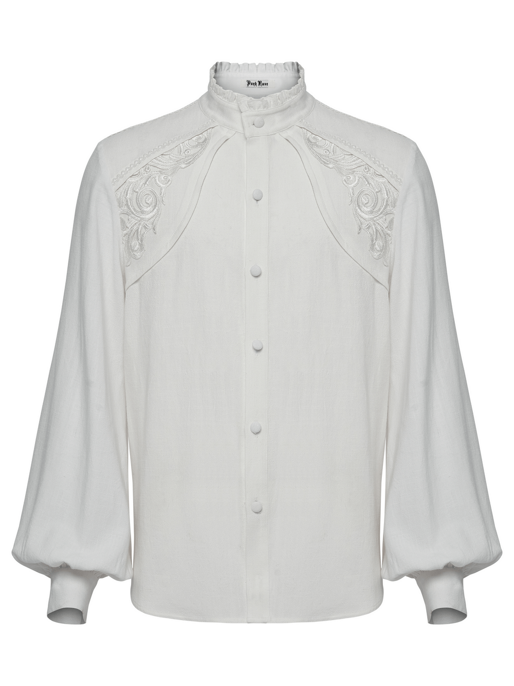 Victorian Embroidered White Shirt with Puff Sleeves