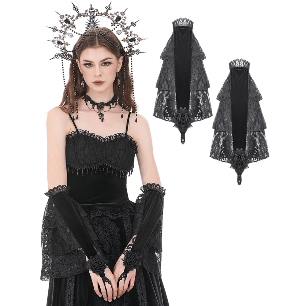 Victorian Floral Lace Arm Warmers for Alternative Styling