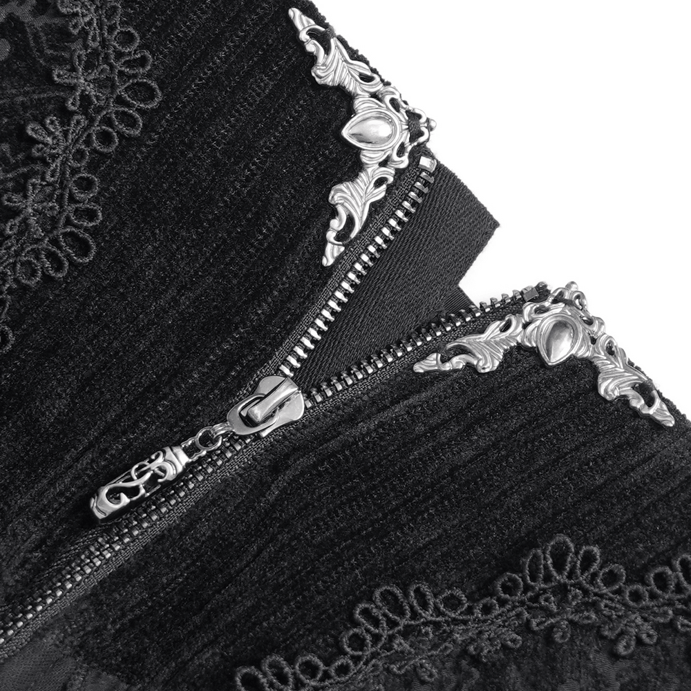 Victorian Gothic Black High Low Ruffle Lace Maxi Skirt