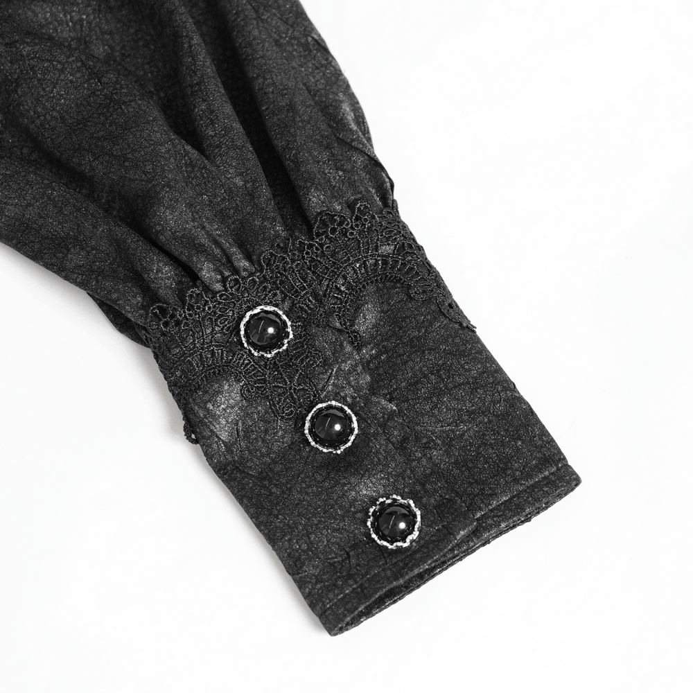 Victorian Gothic Blouse with Cross Brooch Detail