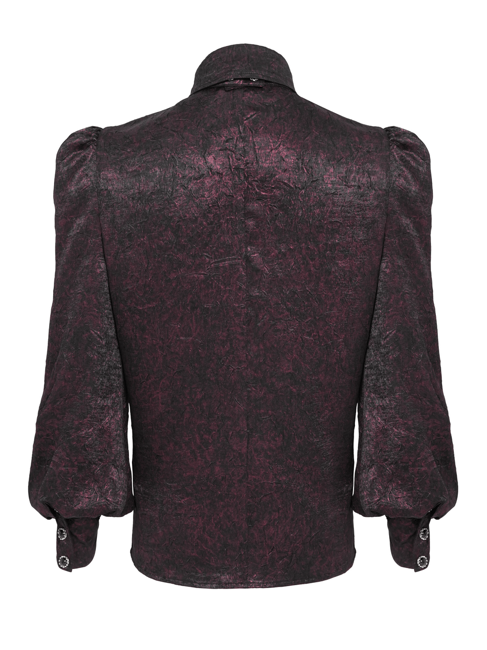 Victorian Gothic Brocade Shirt With Puff Sleeves and Tie