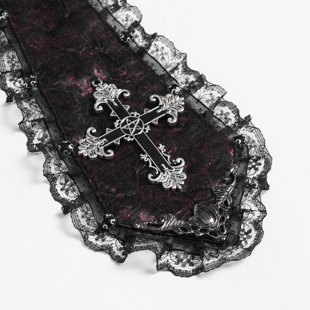 Victorian Gothic Brocade Shirt With Puff Sleeves and Tie