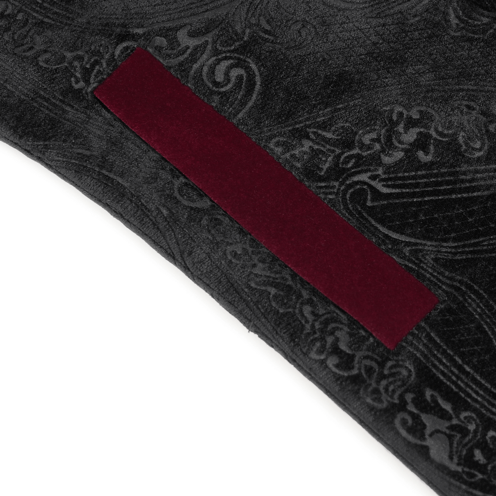 Victorian Gothic Brocade Tailcoat with Wine Red Velvet Trim