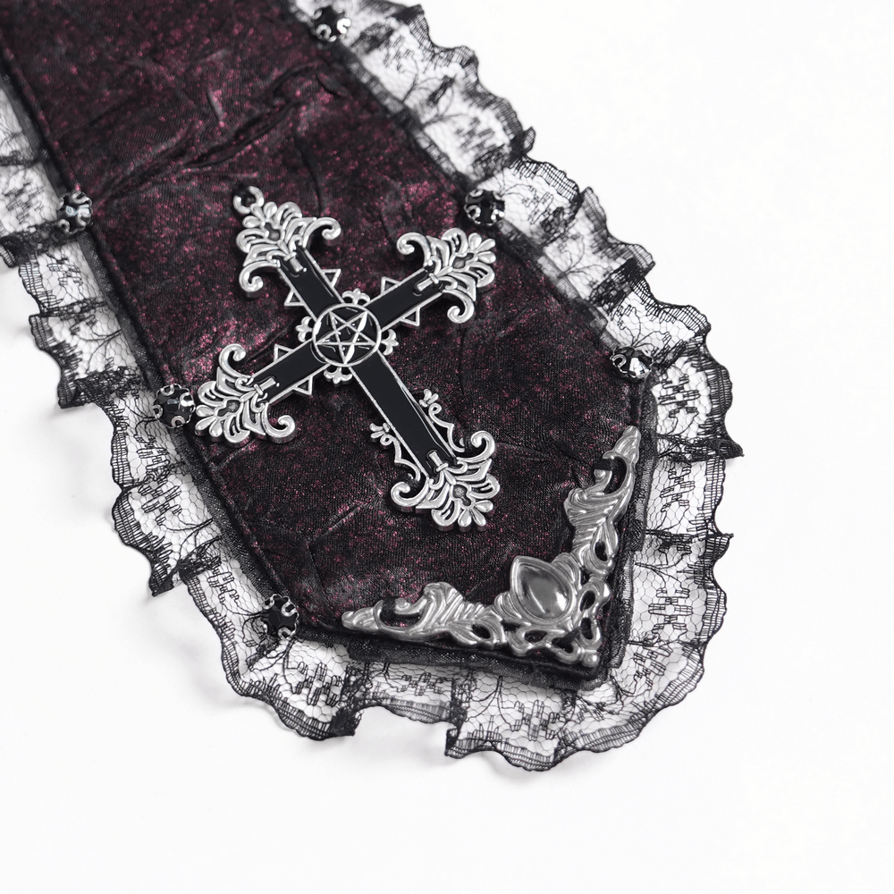 Victorian Gothic Burgundy Blouse with Cameo Brooch