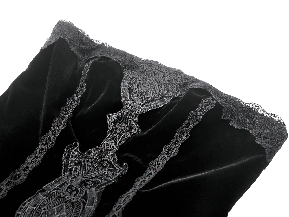 Victorian Gothic Lace and Velvet Layered Evening Dress