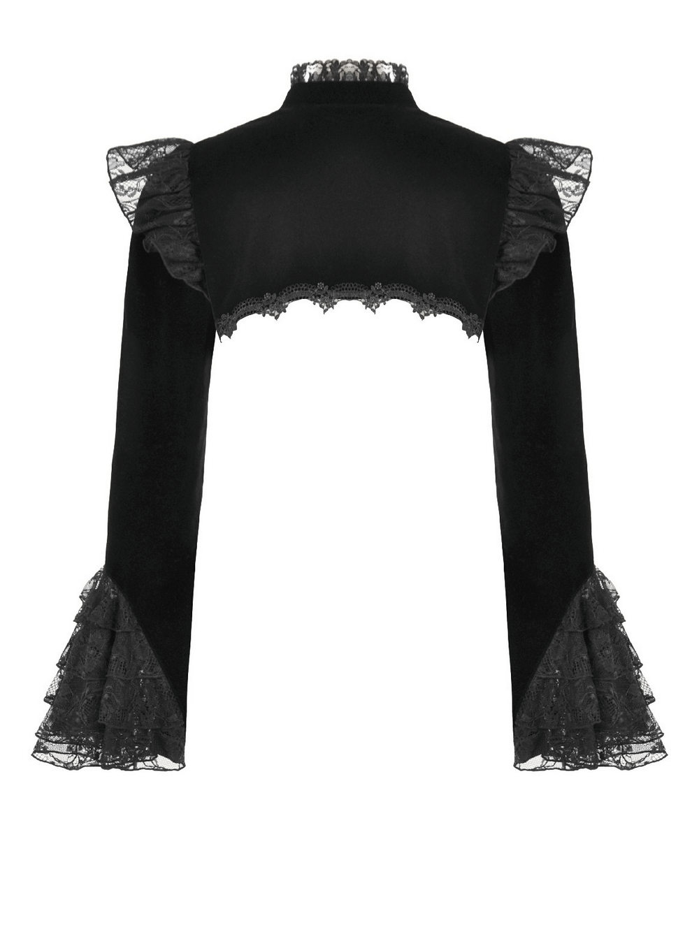 Victorian Gothic Lace Shrug with Velvet Bell Sleeves
