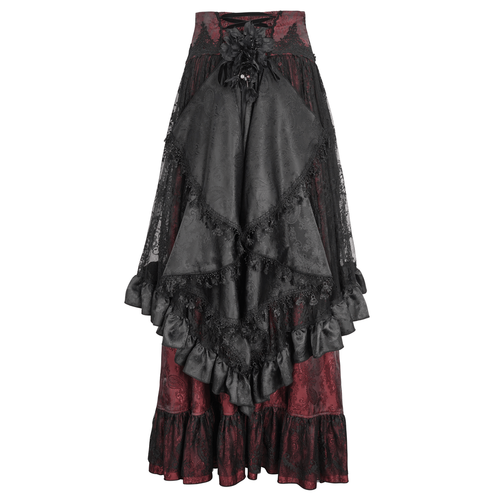 US SALE of Victorian Gothic Lace Skirt with Ruffled Layers