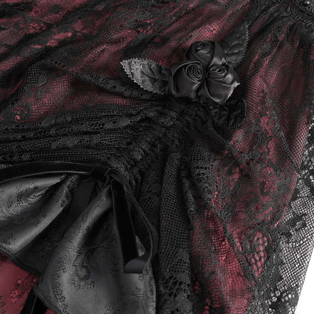 US SALE of Victorian Gothic Lace Skirt with Ruffled Layers