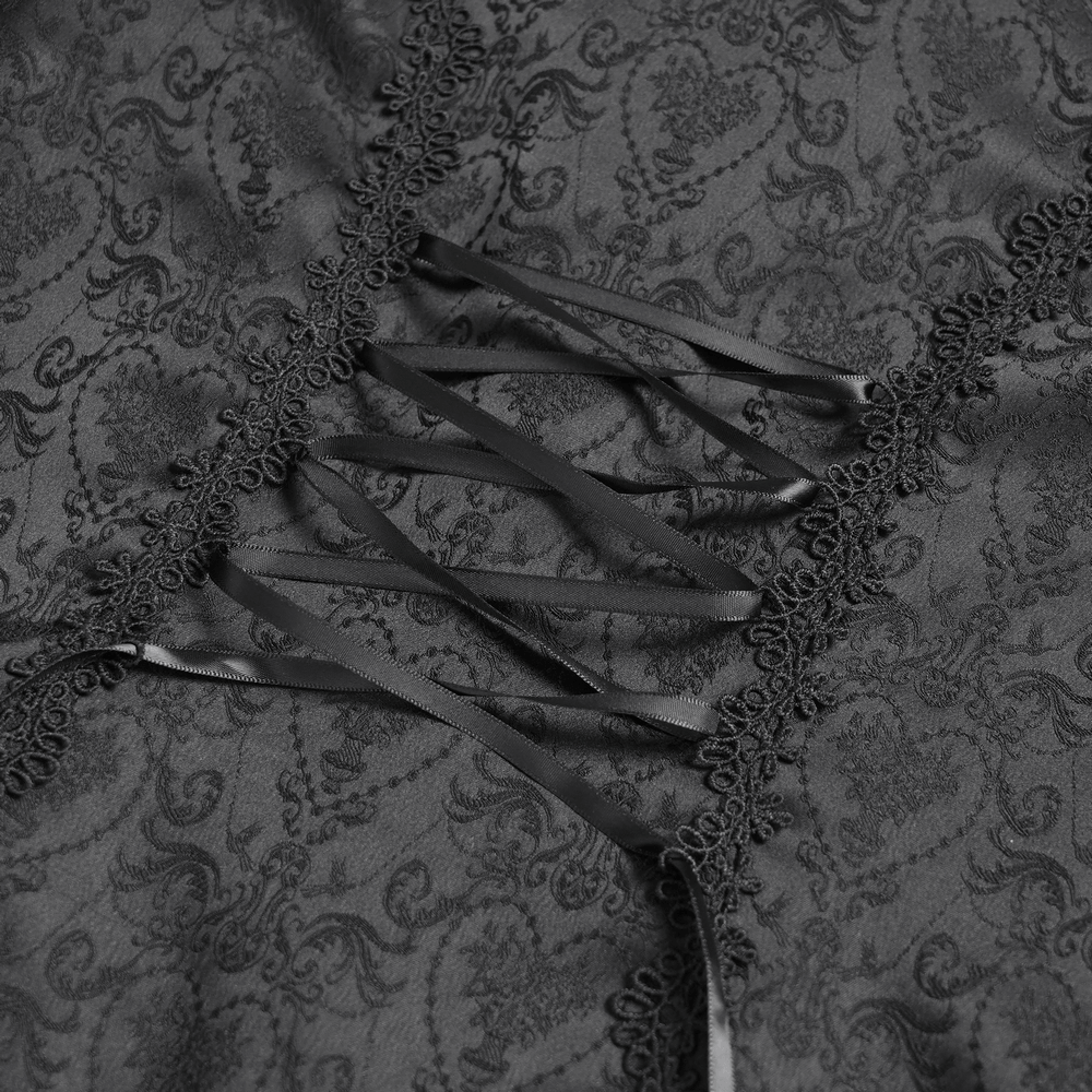 Victorian Gothic Lace Up Blouse with Bell Sleeves