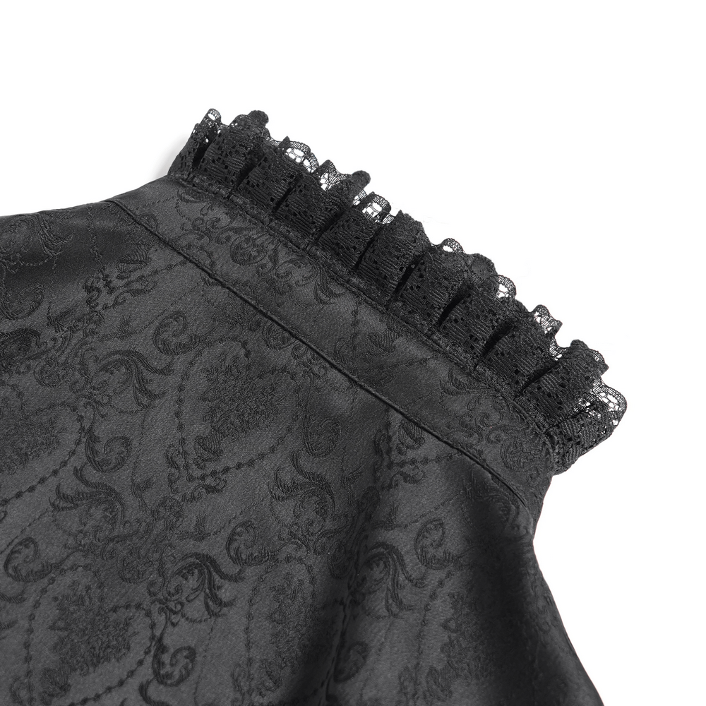 Victorian Gothic Lace Up Blouse with Bell Sleeves