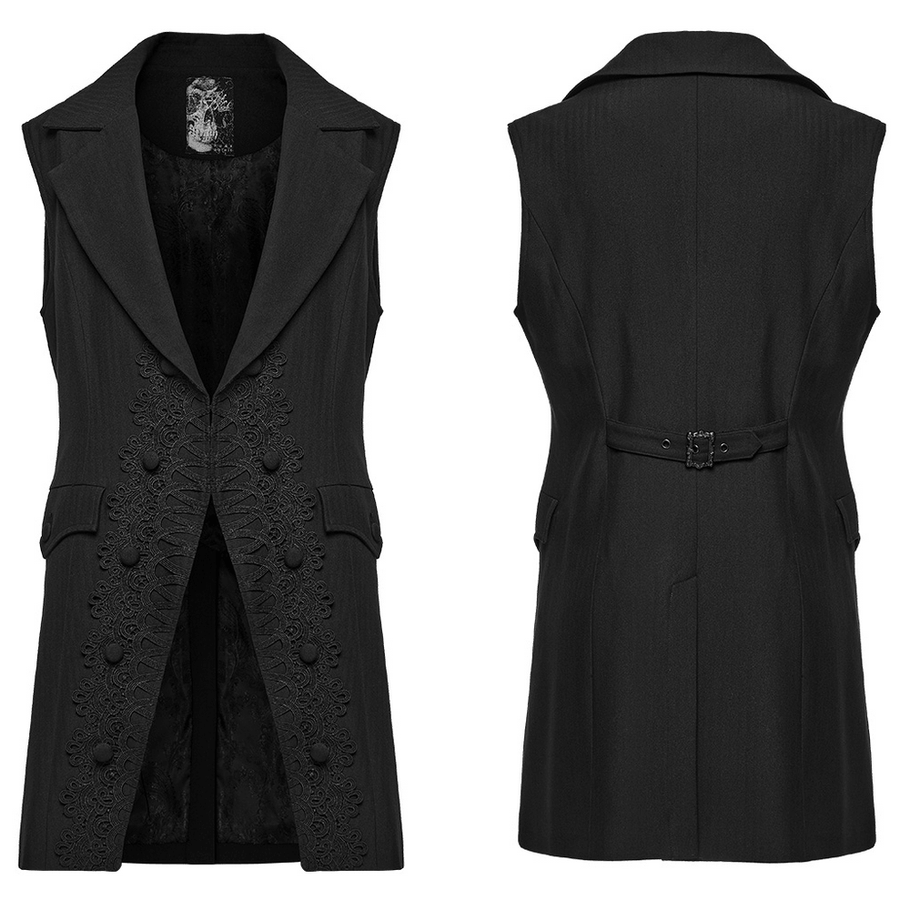 Victorian Gothic Long Waistcoat with Lace Trim
