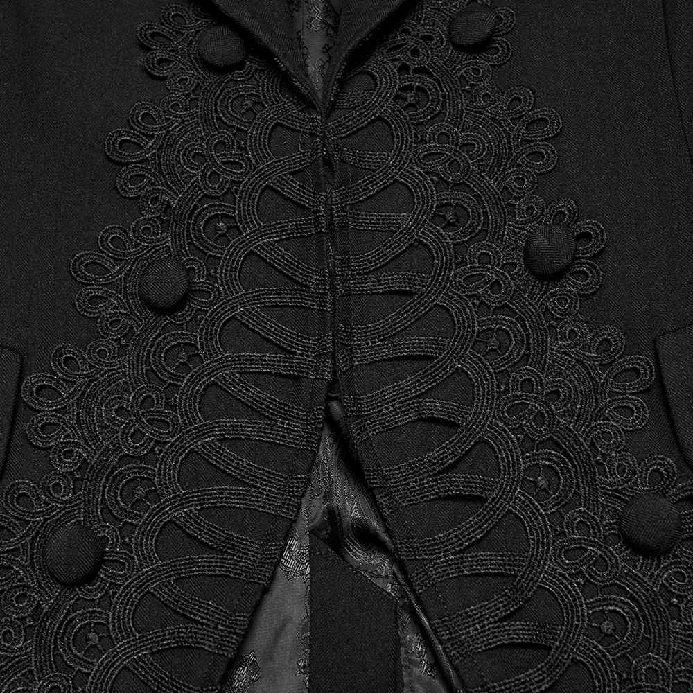Victorian Gothic Long Waistcoat with Lace Trim
