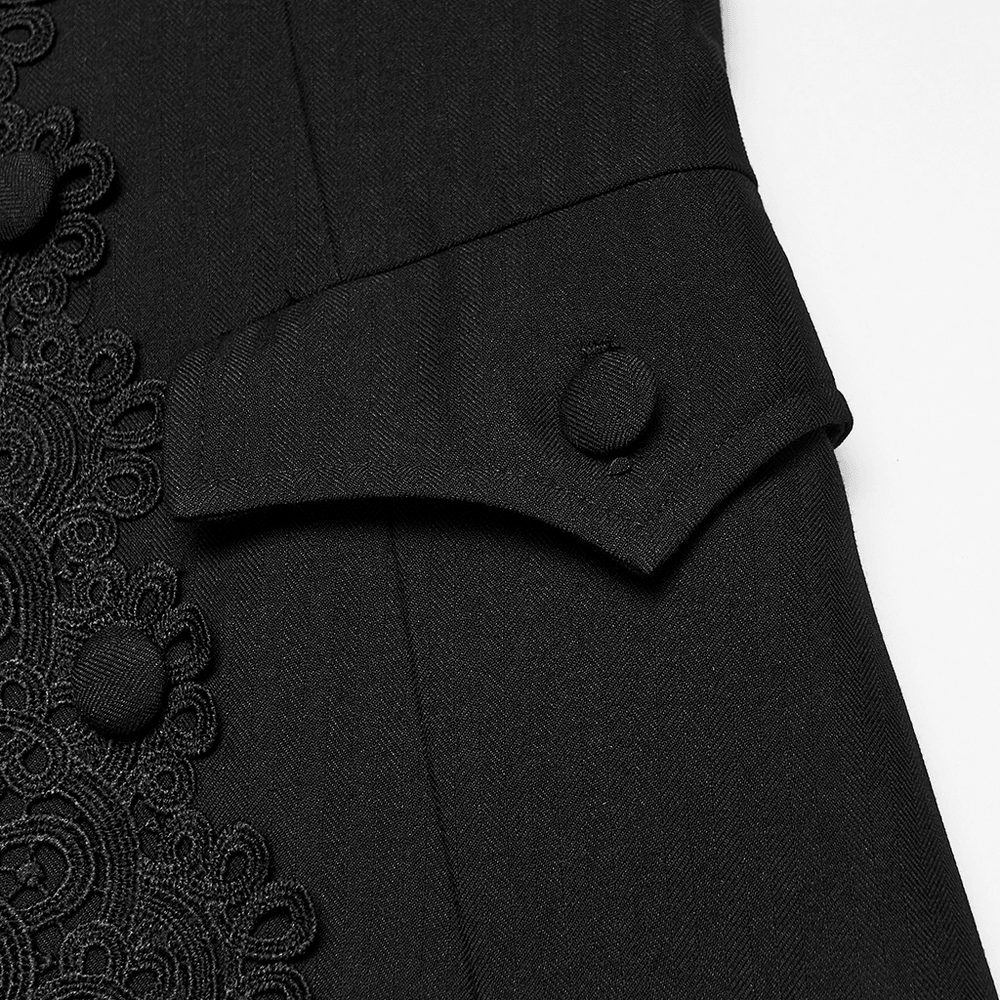 Victorian Gothic Long Waistcoat with Lace Trim