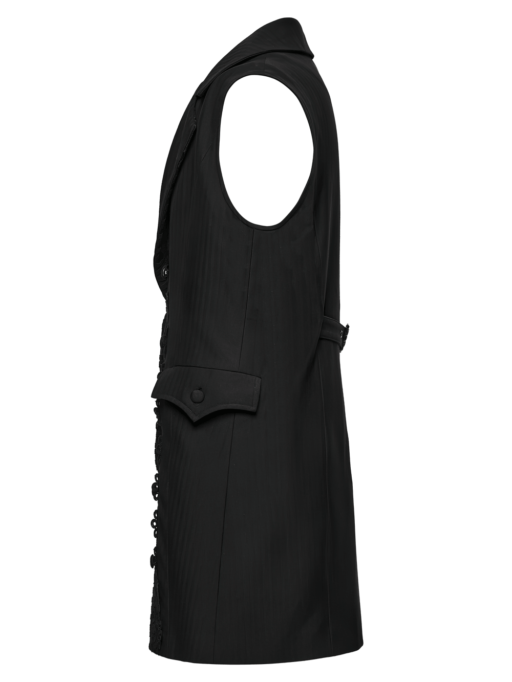 Victorian Gothic Long Waistcoat with Lace Trim