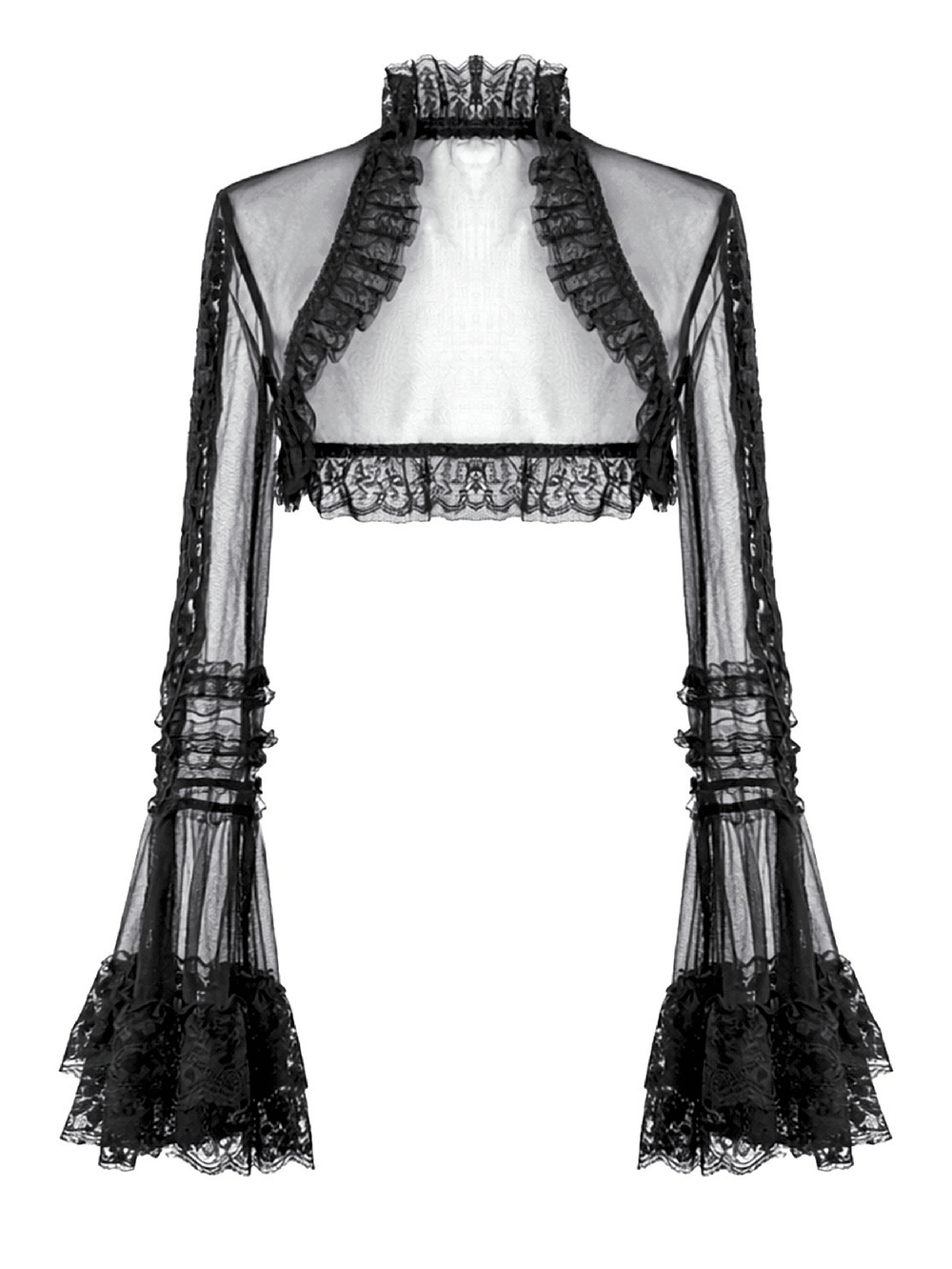 Victorian Gothic Sheer Lace Bell Sleeve Bolero