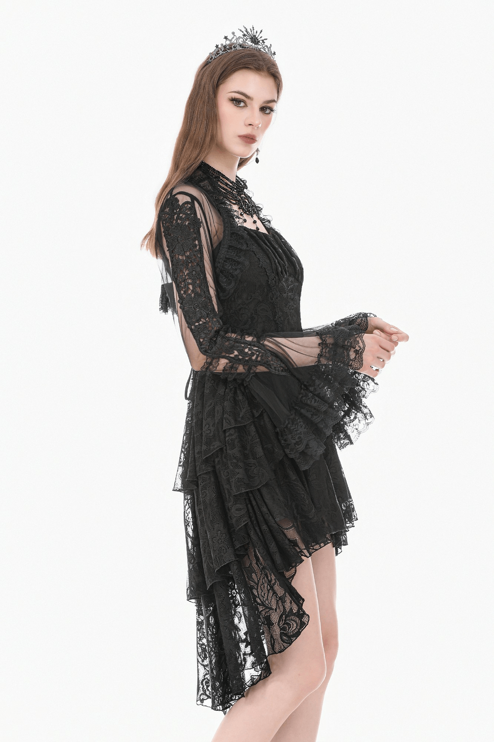 Victorian Gothic Sheer Lace Bell Sleeve Bolero