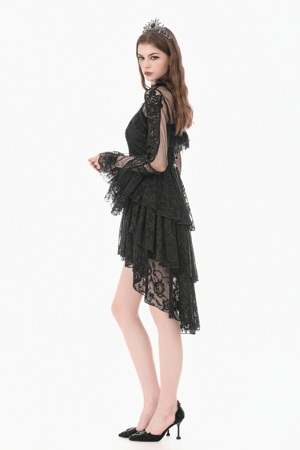 Victorian Gothic Sheer Lace Bell Sleeve Bolero