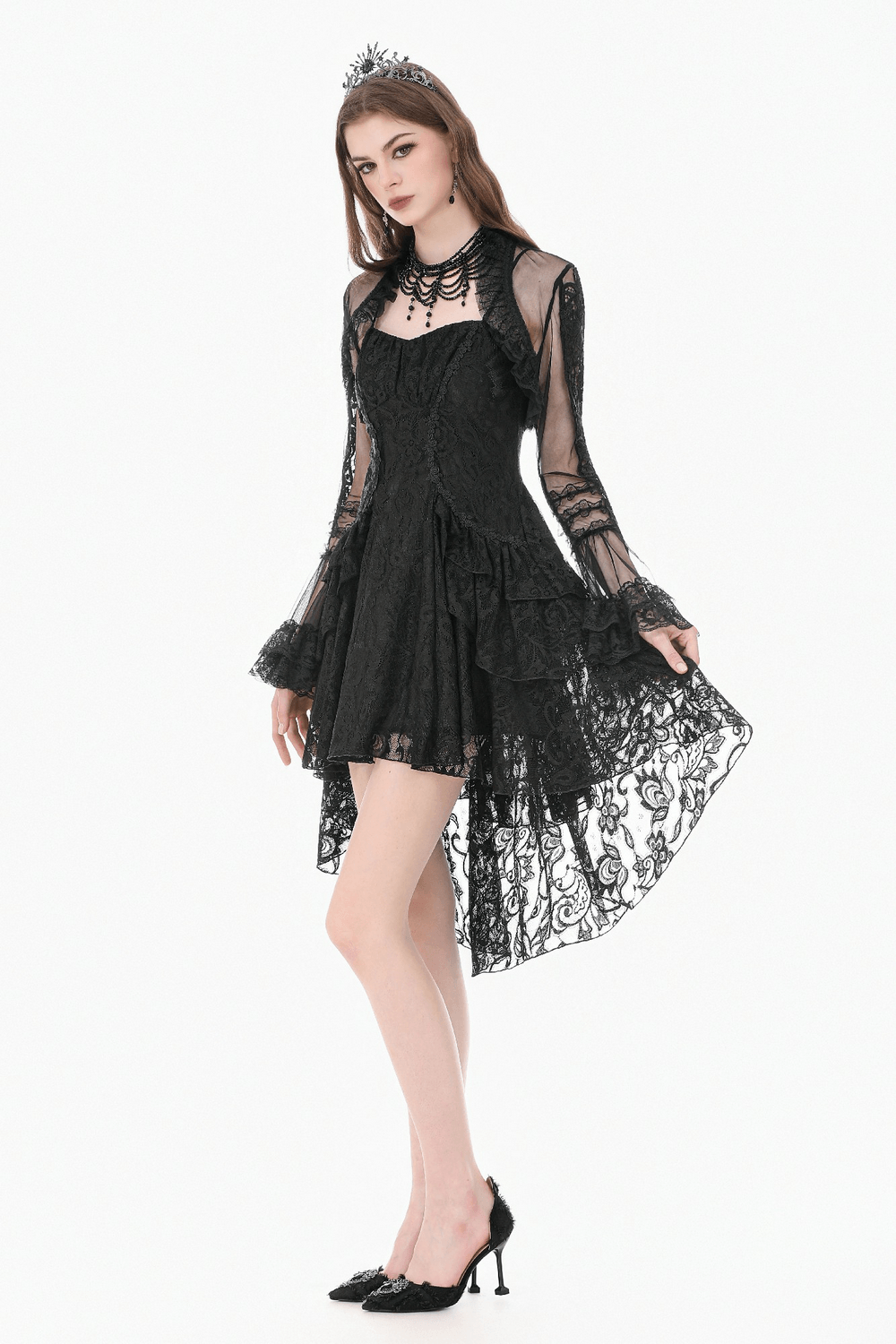 Victorian Gothic Sheer Lace Bell Sleeve Bolero
