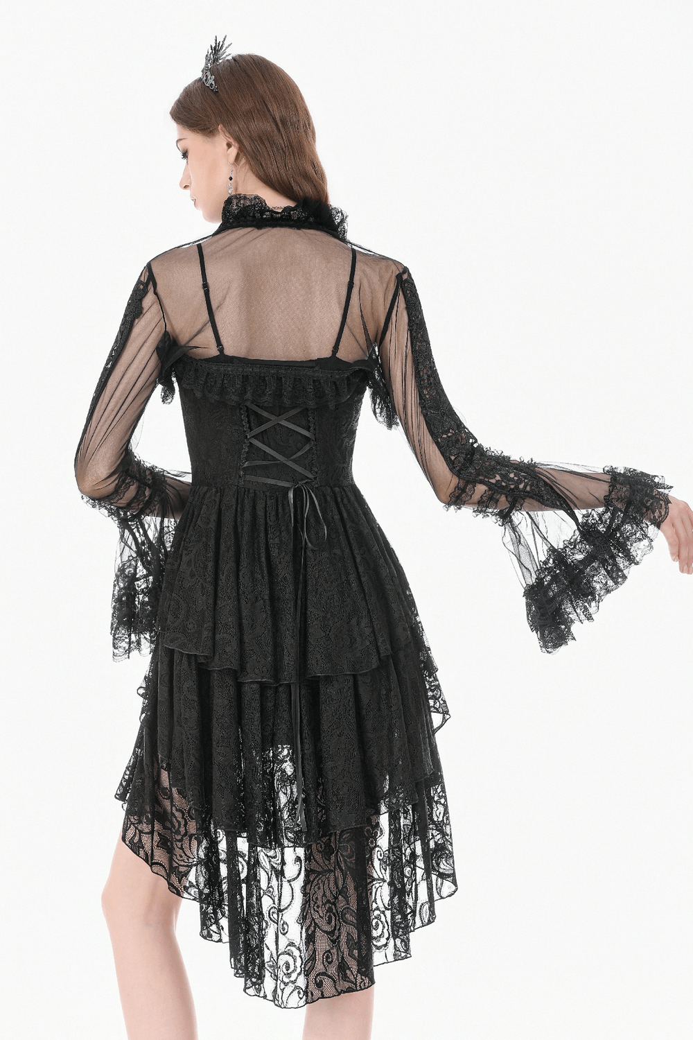 Victorian Gothic Sheer Lace Bell Sleeve Bolero