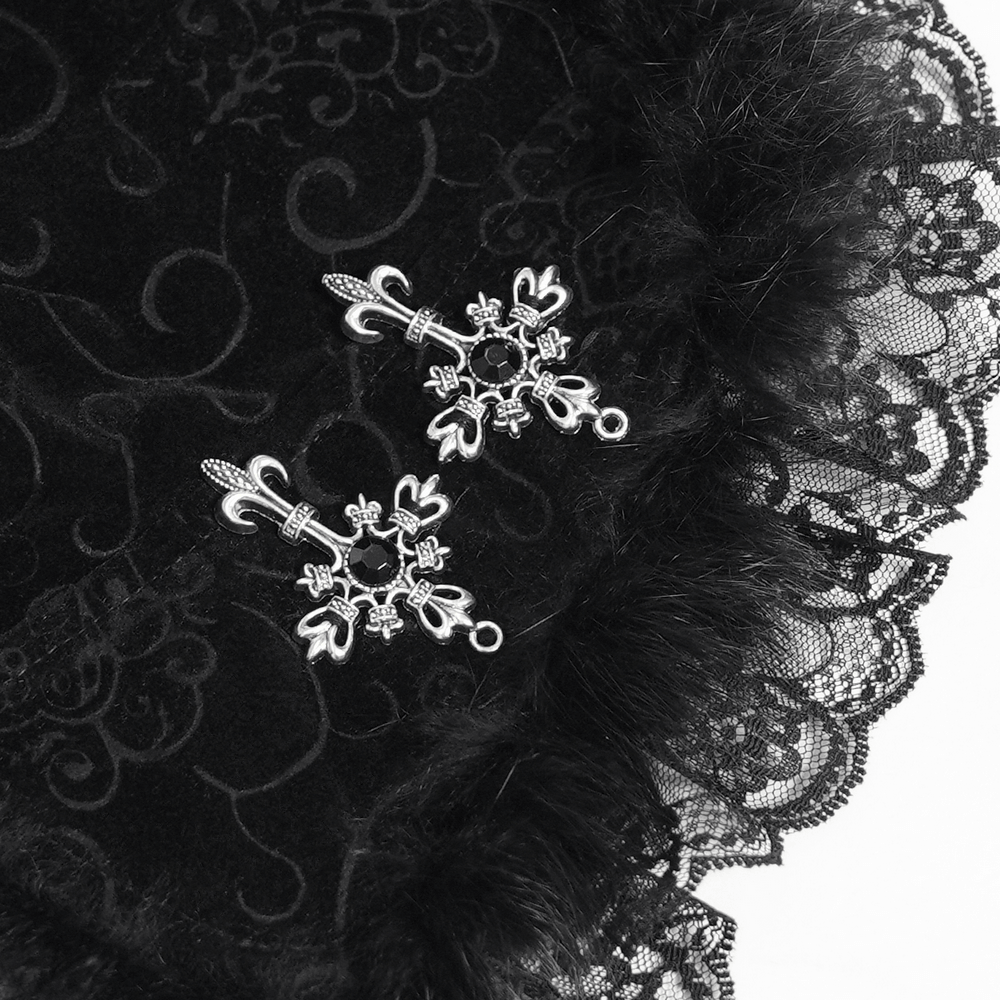 Victorian Gothic Stand Collar with Lace and Fur Trim