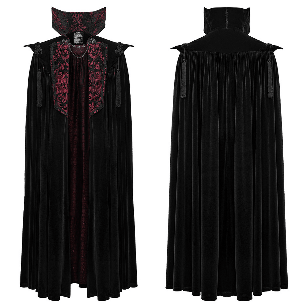 Victorian Gothic Vampire Velvet Cloak with High Collar