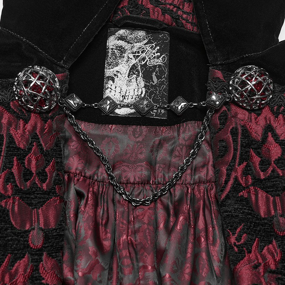 Victorian Gothic Vampire Velvet Cloak with High Collar