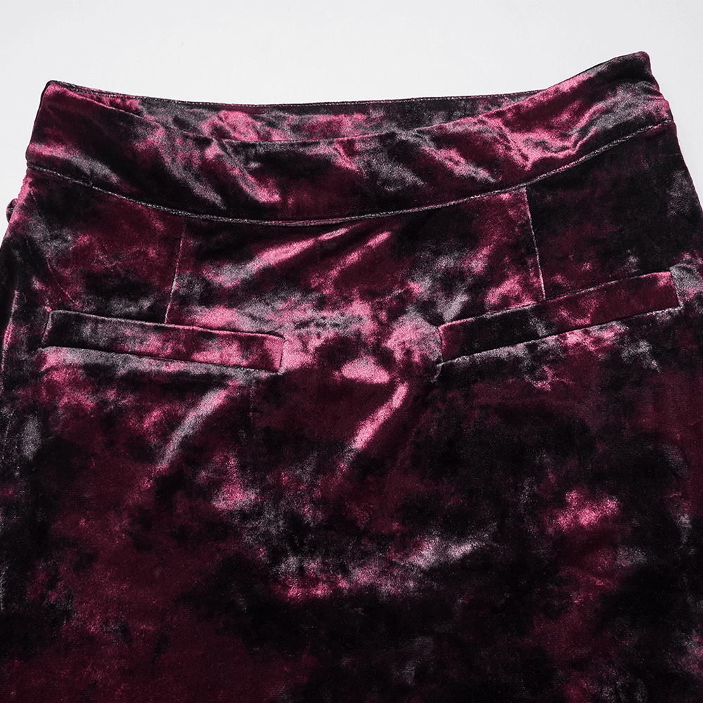 Victorian Gothic Velvet Skirt with Ruffled Lace Hem