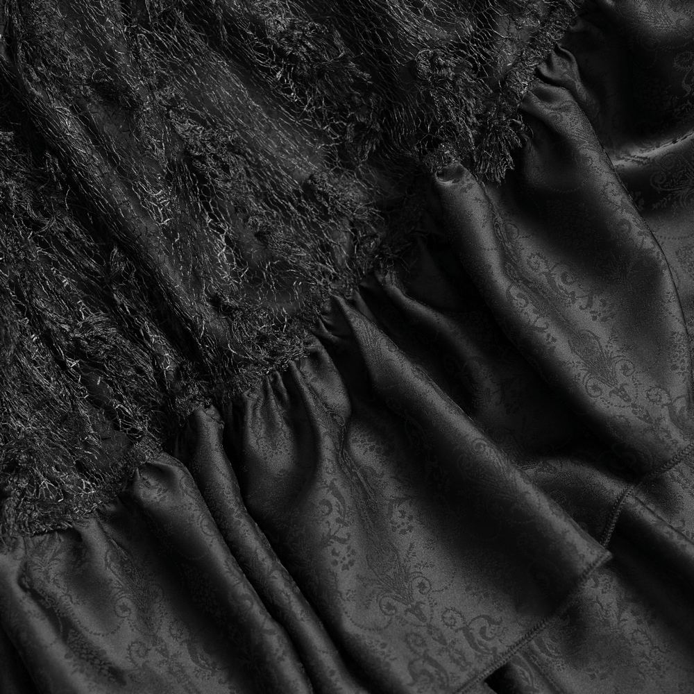 Victorian-Inspired Gothic Ruffle Skirt with Cross Details