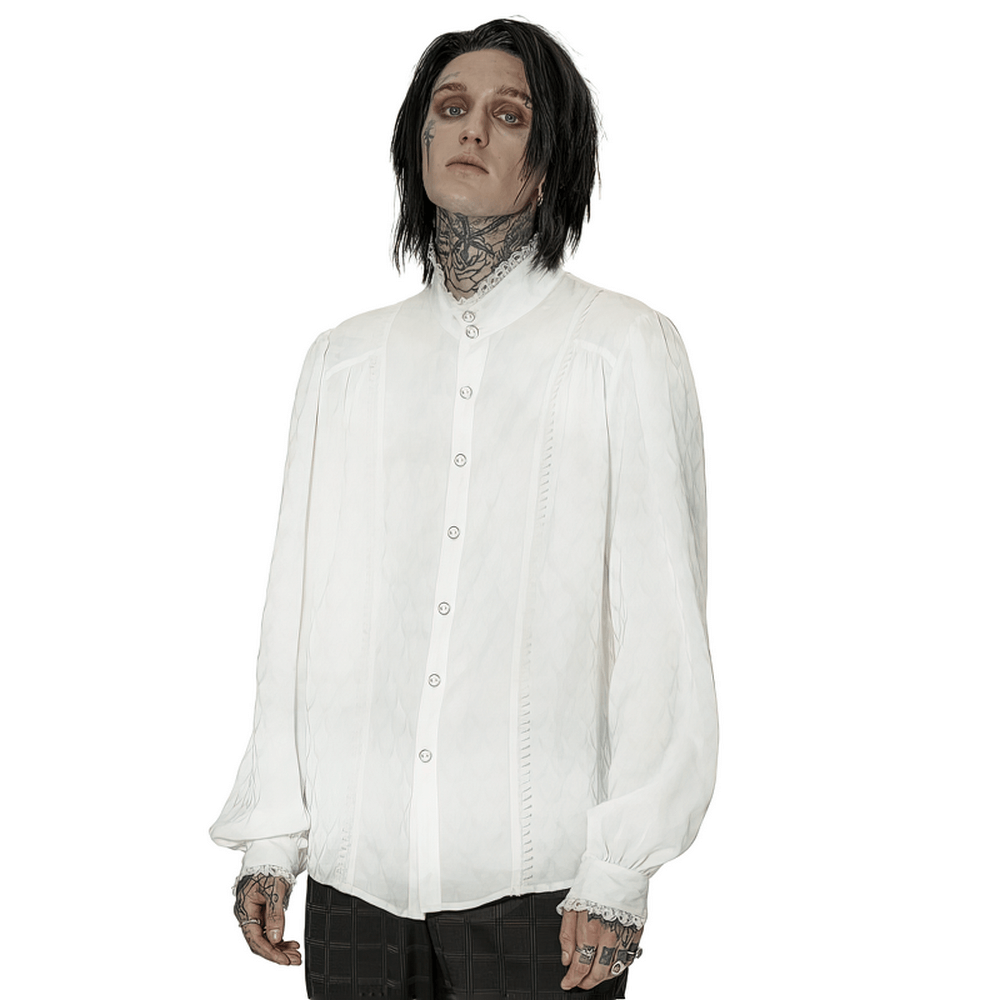 Victorian-Inspired Men's Silky Jacquard Dress Shirt