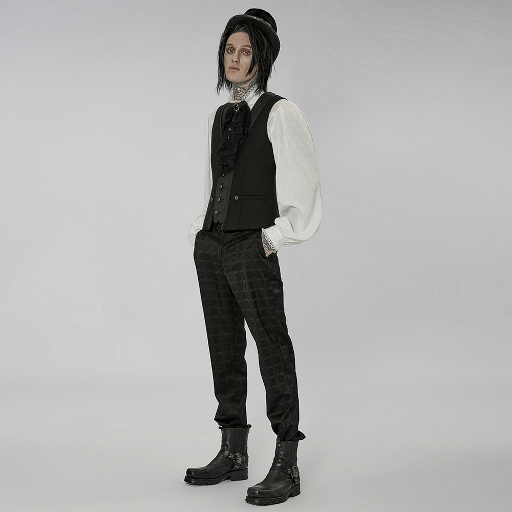 Victorian-Inspired Men's Silky Jacquard Dress Shirt