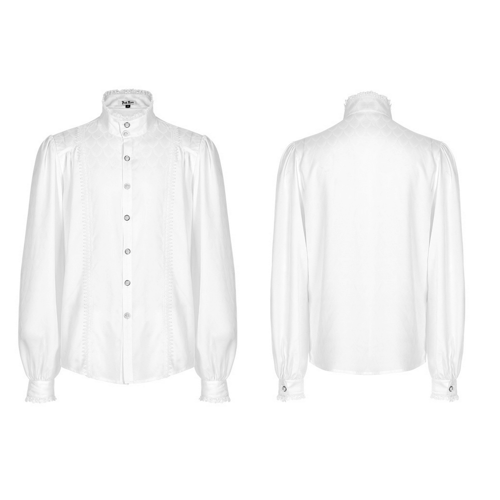 Victorian-Inspired Men's Silky Jacquard Dress Shirt
