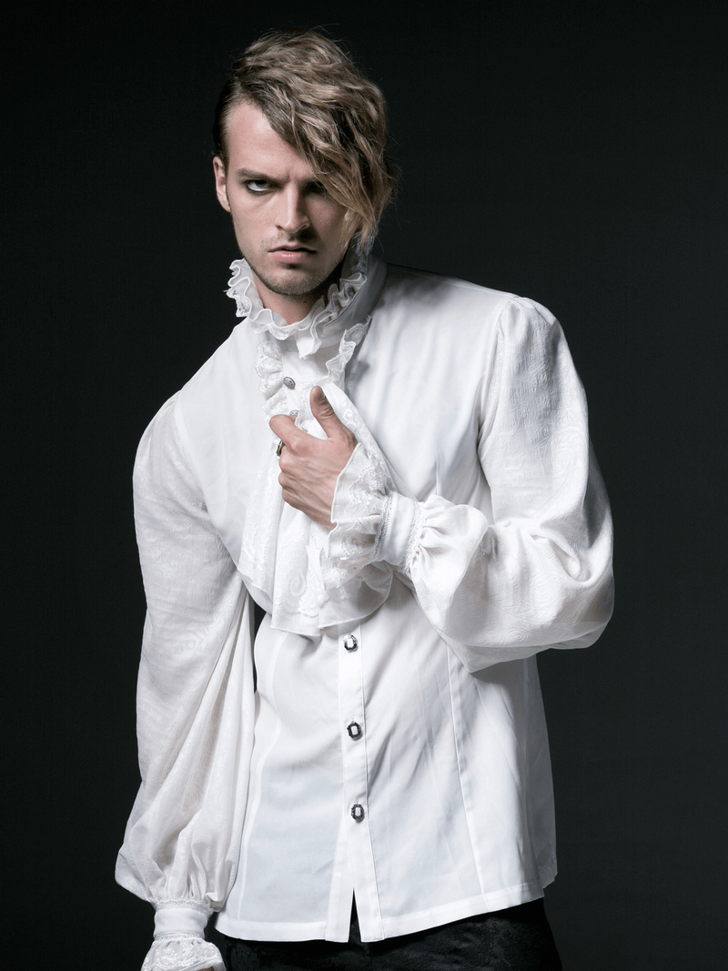 Victorian Inspired White Ruffle Dress Shirt for Men