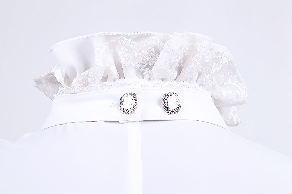 Victorian Inspired White Ruffle Dress Shirt for Men