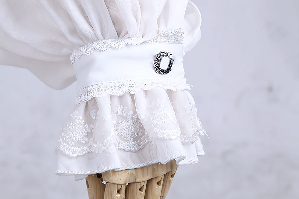 Victorian Inspired White Ruffle Dress Shirt for Men