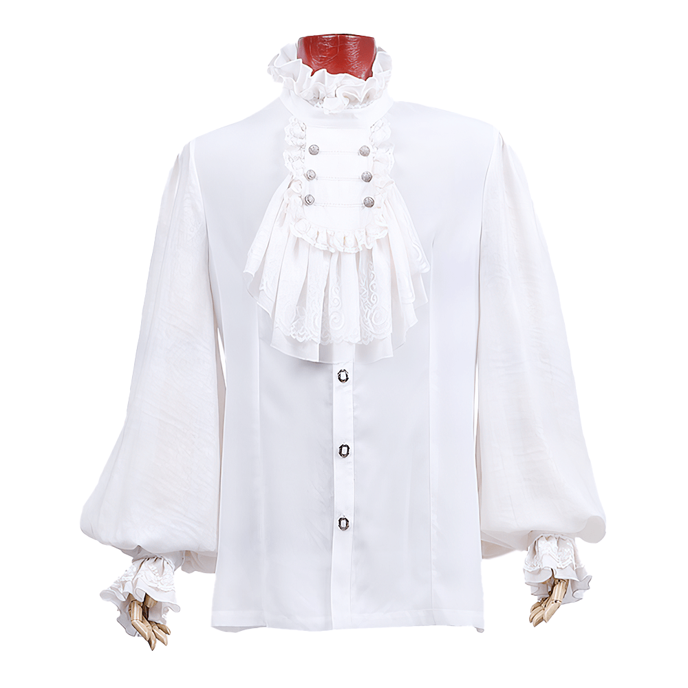 Victorian Inspired White Ruffle Dress Shirt for Men