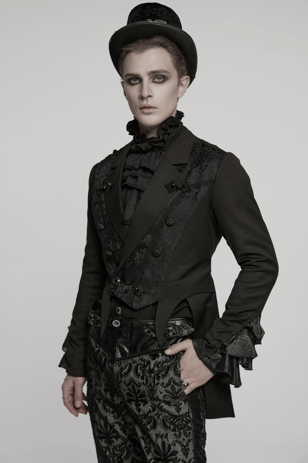 Victorian Jacquard Lapel Gothic Men's Tailcoat Jacket
