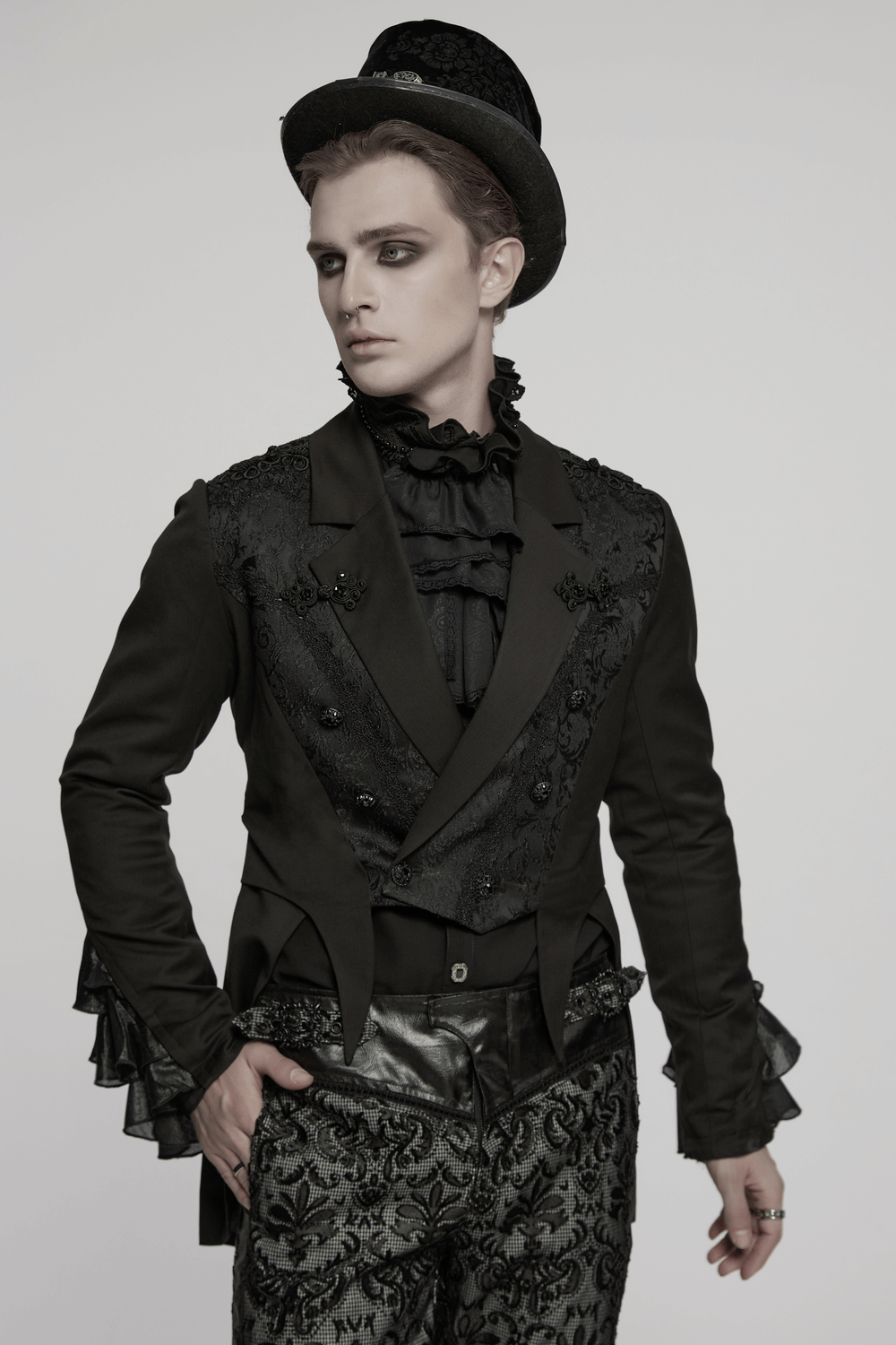 Victorian Jacquard Lapel Gothic Men's Tailcoat Jacket