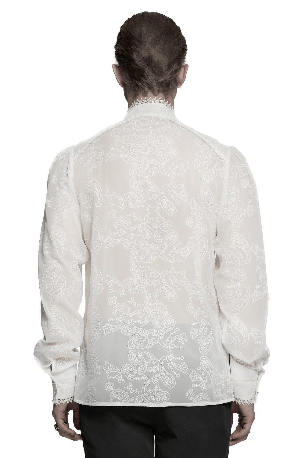Victorian Lace Embroidered Men's Gothic Chiffon Shirt